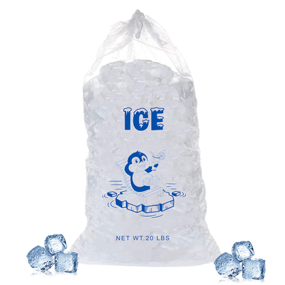Kalite  20lb LDPE Durable Plastic Ice Bags Heat seal With Drawstring Closure fabrika
