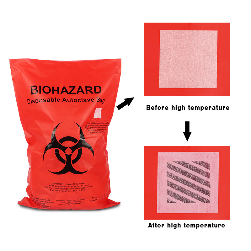 Sıcaklık Göstergeli Otoklavlanabilir PP Biyolojik Tehlikeli Plastik Torbalar