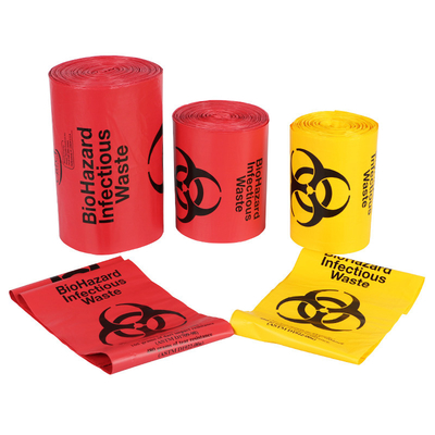 Ruloda Güçlü Dayanıklı Biohazard Tıbbi Bulaşıcı Plastik Atık Torbası