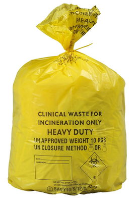 LDPE / HDPE / MDPE Bulaşıcı Atık Torbası Tek Kullanımlık Sarı Klinik Arabası