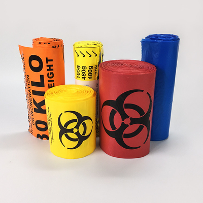 Ruloda Özel Baskı Plastik Biyolojik Tehlike Bulaşıcı Atık Torbası