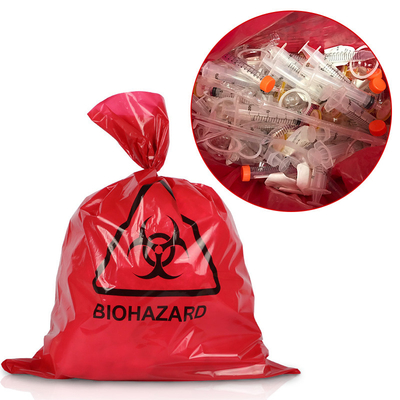 Tıbbi için PP Kırmızı 135 Derece Biyolojik Tehlike Plastik Torba Otoklav